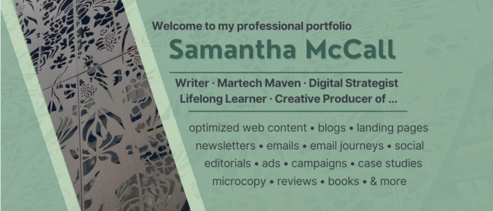home page of Samantha McCall's skills portfolio